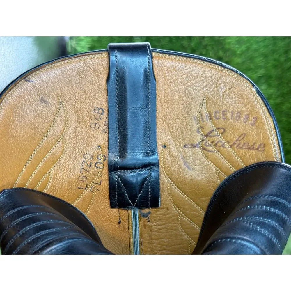 Lucchese L6720 Mens 9.5B Narrow Black Leather Western Cowboy Boots Vintage